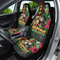 Hawaiian One Love Car Seat Cover Reggae Lion Tropical Plants and Kakau with Tribal Pattern LT03 - Polynesian Pride