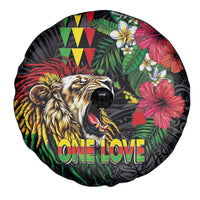 Hawaiian One Love Spare Tire Cover Reggae Lion Tropical Plants and Kakau with Tribal Pattern LT03 - Polynesian Pride