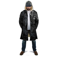 Hawaiian Tropical Plants and Tribal Whales Cloak Polynesian Art Tattoo Grayscale