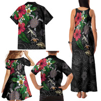 Hawaiian Tropical Plants and Turtles Family Matching Tank Maxi Dress and Hawaiian Shirt Polynesian Art Motifs LT03 - Polynesian Pride