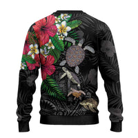 Hawaiian Tropical Plants and Turtles Ugly Christmas Sweater Polynesian Art Motifs