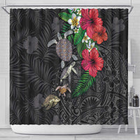 Hawaiian Tropical Plants and Turtles Shower Curtain Polynesian Art Motifs