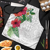 Hawaiian Tropical Plants Apron Kakau Tattoo and Polynesian Pattern Half White Color LT03 White - Polynesian Pride