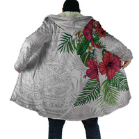 Hawaiian Tropical Plants Cloak Kakau Tattoo and Polynesian Pattern Half White Color