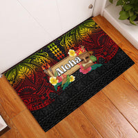 Hawaiian Elements and Polynesian Tattoo Rubber Doormat