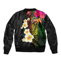 Hawaii Plumeria Bomber Jacket Polynesian Tattoo and Hibiscus