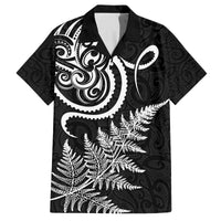 New Zealand Octopus Tattoo and Fern Family Matching Off Shoulder Maxi Dress and Hawaiian Shirt Maori Pattern LT03 Dad's Shirt - Short Sleeve Black - Polynesian Pride