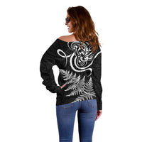 New Zealand Octopus Tattoo and Fern Off Shoulder Sweater Maori Pattern