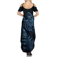 New Zealand Octopus Tattoo and Fern Summer Maxi Dress Maori Pattern Matariki Style LT03 - Polynesian Pride