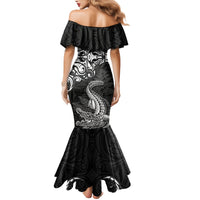 New Zealand Crocodile Tattoo and Fern Family Matching Mermaid Dress and Hawaiian Shirt Maori Pattern LT03 - Polynesian Pride