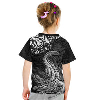 New Zealand Crocodile Tattoo and Fern Kid T Shirt Maori Pattern