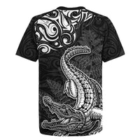 New Zealand Crocodile Tattoo and Fern Rugby Jersey Maori Pattern