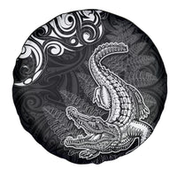 New Zealand Crocodile Tattoo and Fern Spare Tire Cover Maori Pattern