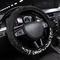 New Zealand Crocodile Tattoo and Fern Steering Wheel Cover Maori Pattern