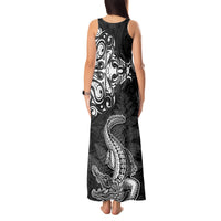 New Zealand Crocodile Tattoo and Fern Tank Maxi Dress Maori Pattern LT03 - Polynesian Pride