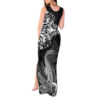New Zealand Crocodile Tattoo and Fern Tank Maxi Dress Maori Pattern LT03 - Polynesian Pride