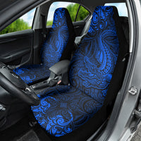 New Zealand Crocodile Tattoo and Fern Car Seat Cover Maori Pattern Blue Color
