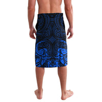 New Zealand Crocodile Tattoo and Fern Lavalava Maori Pattern Blue Color