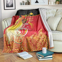 Papua New Guinea Independence Day Blanket Happy Anniversary 50th Bird-of-paradise Melanesian Tattoos LT03 Black - Polynesian Pride