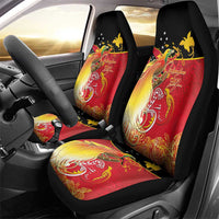 Papua New Guinea Independence Day Car Seat Cover Happy Anniversary 50th Bird-of-paradise Melanesian Tattoos - Polynesian Pride