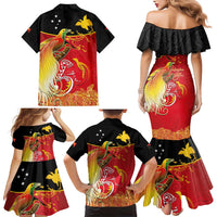 Papua New Guinea Independence Day Family Matching Mermaid Dress and Hawaiian Shirt Happy Anniversary 50th Bird-of-paradise Melanesian Tattoos LT03 - Polynesian Pride