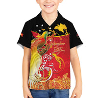 Papua New Guinea Independence Day Family Matching Off The Shoulder Long Sleeve Dress and Hawaiian Shirt Happy Anniversary 50th Bird-of-paradise Melanesian Tattoos - Polynesian Pride