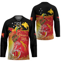 Papua New Guinea Independence Day Hockey Jersey Happy Anniversary 50th Bird-of-paradise Melanesian Tattoos - Polynesian Pride