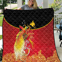 Papua New Guinea Independence Day Quilt Happy Anniversary 50th Bird-of-paradise Melanesian Tattoos LT03 Black - Polynesian Pride