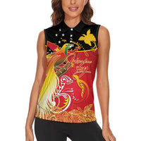 Papua New Guinea Independence Day Women Sleeveless Polo Shirt Happy Anniversary 50th Bird-of-paradise Melanesian Tattoos LT03 - Polynesian Pride