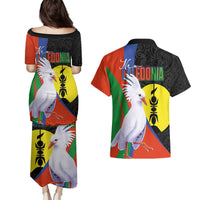 New Caledonia Couples Matching Puletasi and Hawaiian Shirt Kagu Bird and The Seal with Melanesian Culture LT03 - Polynesian Pride