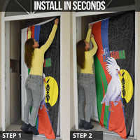 New Caledonia Door Cover Kagu Bird and The Seal with Melanesian Culture - Polynesian Pride