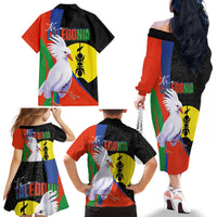 New Caledonia Family Matching Off The Shoulder Long Sleeve Dress and Hawaiian Shirt Kagu Bird and The Seal with Melanesian Culture - Polynesian Pride