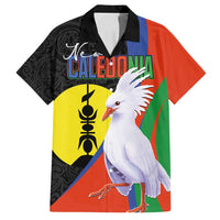 New Caledonia Family Matching Summer Maxi Dress and Hawaiian Shirt Kagu Bird and The Seal with Melanesian Culture LT03 Dad's Shirt - Short Sleeve Black - Polynesian Pride