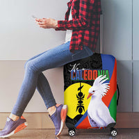 New Caledonia Luggage Cover Kagu Bird and The Seal with Melanesian Culture - Polynesian Pride