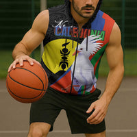 New Caledonia Sleeveless Zip Hoodie Kagu Bird and The Seal with Melanesian Culture - Polynesian Pride