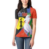 New Caledonia Women Polo Shirt Kagu Bird and The Seal with Melanesian Culture LT03 - Polynesian Pride