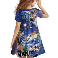 Marshall Islands Manit Day Family Matching Off Shoulder Short Dress and Hawaiian Shirt Grunge National Flag with Whales and Tribal Tattoos LT03 - Polynesian Pride