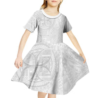 Samoan Culture-Lotu Tamaiti Kid Short Sleeve Dress Siapo and Polynesian Art Tattoos - Polynesian Pride