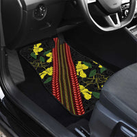 Samoan Culture Car Mats Hibiscus and Ula Fala with Tapa Pattern Black Color