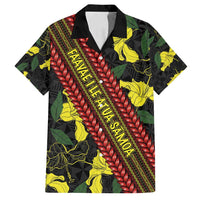 Samoan Culture Family Matching Off Shoulder Maxi Dress and Hawaiian Shirt Hibiscus and Ula Fala with Tapa Pattern Black Color LT03 Dad's Shirt - Short Sleeve Black - Polynesian Pride