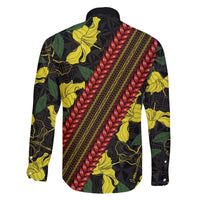 Samoan Culture Family Matching Off Shoulder Short Dress and Hawaiian Shirt Hibiscus and Ula Fala with Tapa Pattern Black Color LT03 - Polynesian Pride