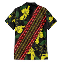 Samoan Culture Family Matching Summer Maxi Dress and Hawaiian Shirt Hibiscus and Ula Fala with Tapa Pattern Black Color LT03 - Polynesian Pride