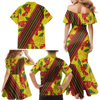 Samoan Culture Family Matching Mermaid Dress and Hawaiian Shirt Hibiscus and Ula Fala with Tapa Pattern YellowColor LT03 - Polynesian Pride