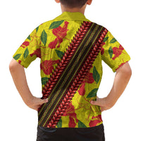 Samoan Culture Family Matching Puletasi and Hawaiian Shirt Hibiscus and Ula Fala with Tapa Pattern YellowColor LT03 - Polynesian Pride