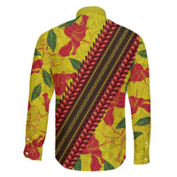 Samoan Culture Family Matching Puletasi and Hawaiian Shirt Hibiscus and Ula Fala with Tapa Pattern YellowColor LT03 - Polynesian Pride