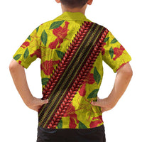 Samoan Culture Family Matching Summer Maxi Dress and Hawaiian Shirt Hibiscus and Ula Fala with Tapa Pattern YellowColor LT03 - Polynesian Pride