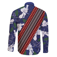 Samoan Culture Family Matching Mermaid Dress and Hawaiian Shirt Hibiscus and Ula Fala with Tapa Pattern Blue Color LT03 - Polynesian Pride