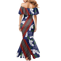 Samoan Culture Family Matching Mermaid Dress and Hawaiian Shirt Hibiscus and Ula Fala with Tapa Pattern Blue Color LT03 - Polynesian Pride
