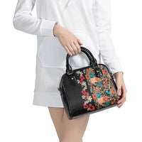 Hawaiian Hibiscus and Tropical Leaves Shoulder Handbag Patchwork Grunge Abstract Vintage Style LT03 - Polynesian Pride