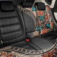 Hawaiian Hibiscus and Tropical Leaves Back Car Seat Cover Patchwork Grunge Abstract and Tapa Tribal Pattern Half Style